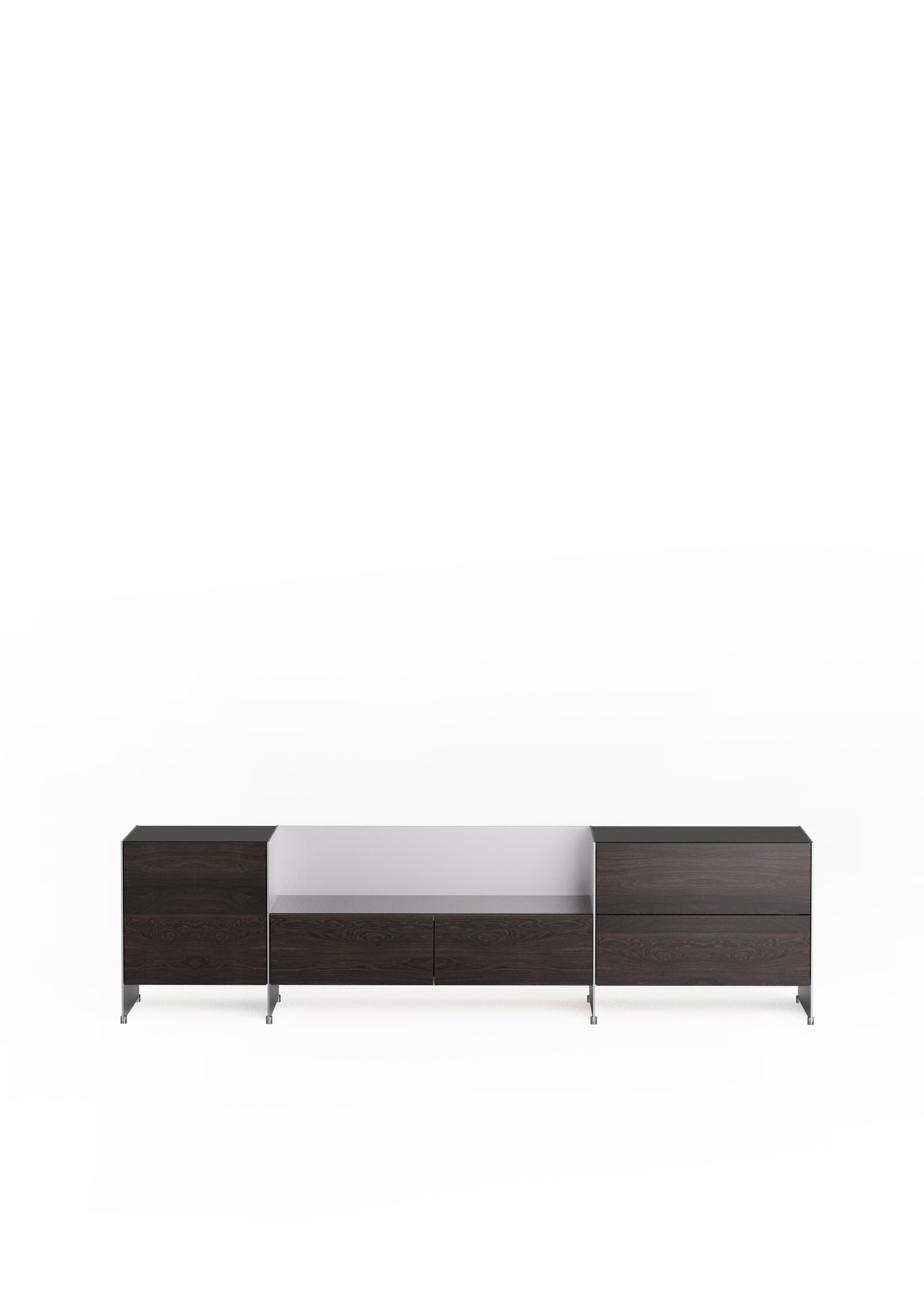 Dark sideboard with metal sides and lower central module