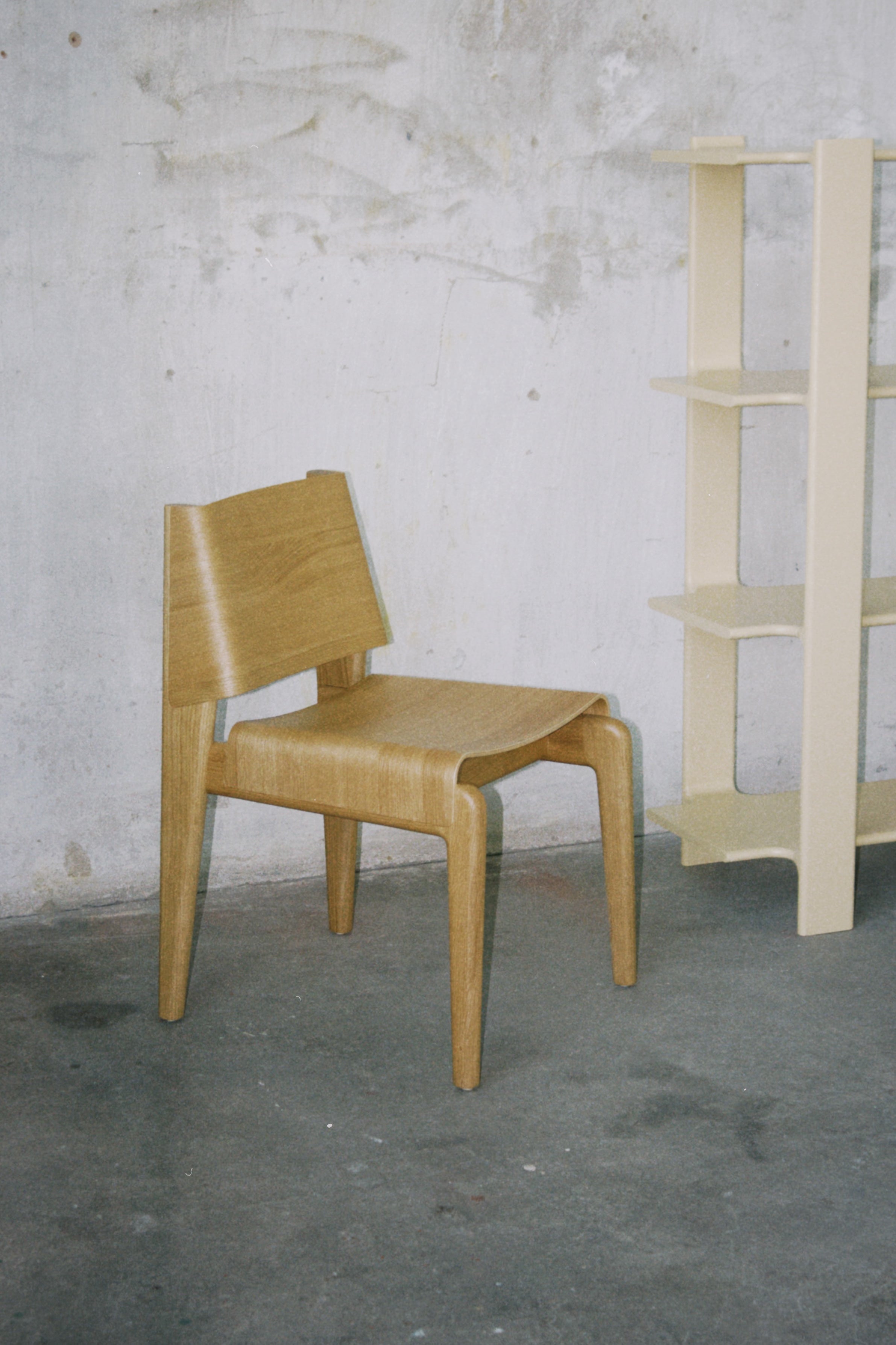 Modern wooden designer chair in a contemporary interior