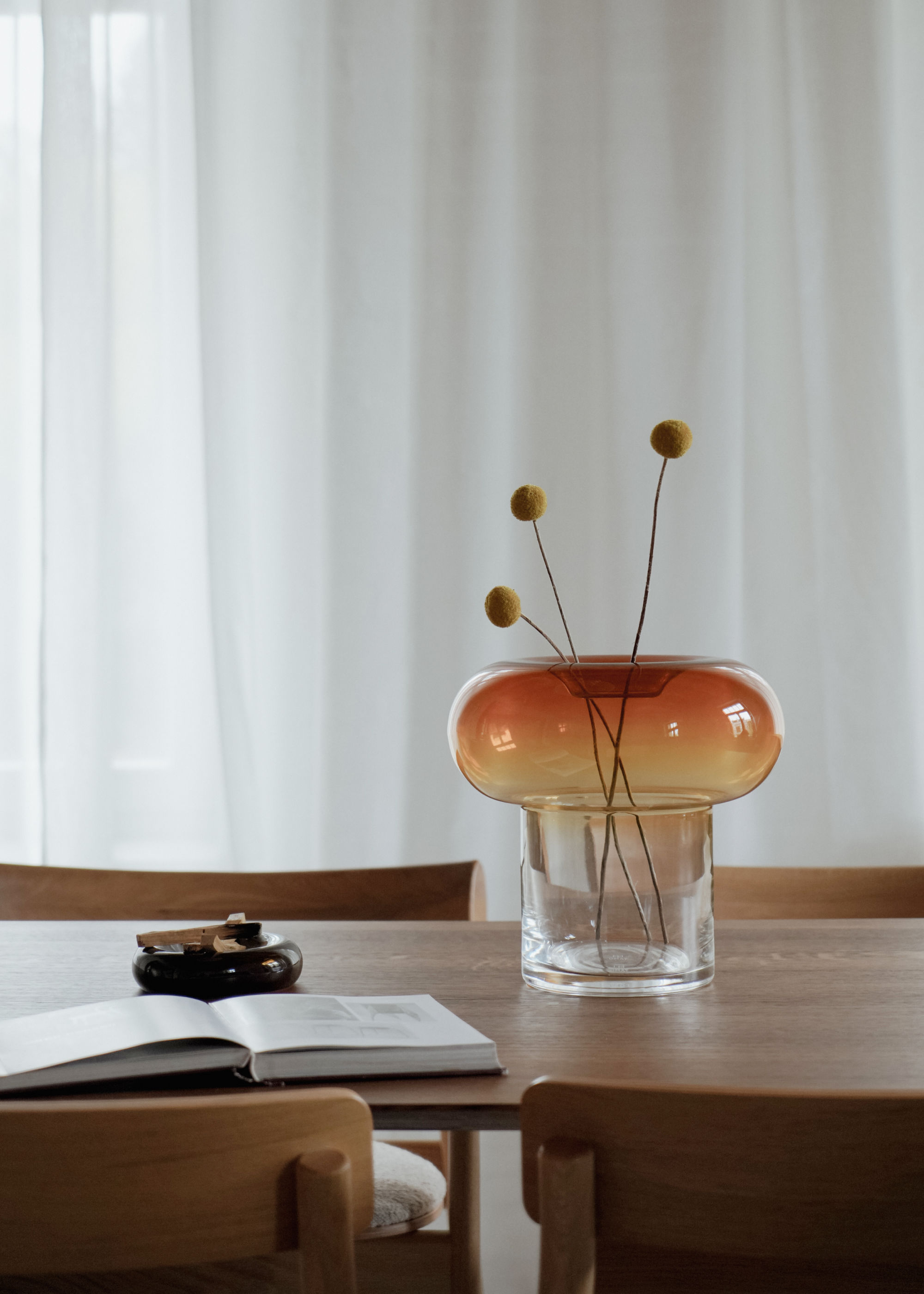 Set of ORIO glass vases with rounded shapes, elegant symmetry, and fluid design