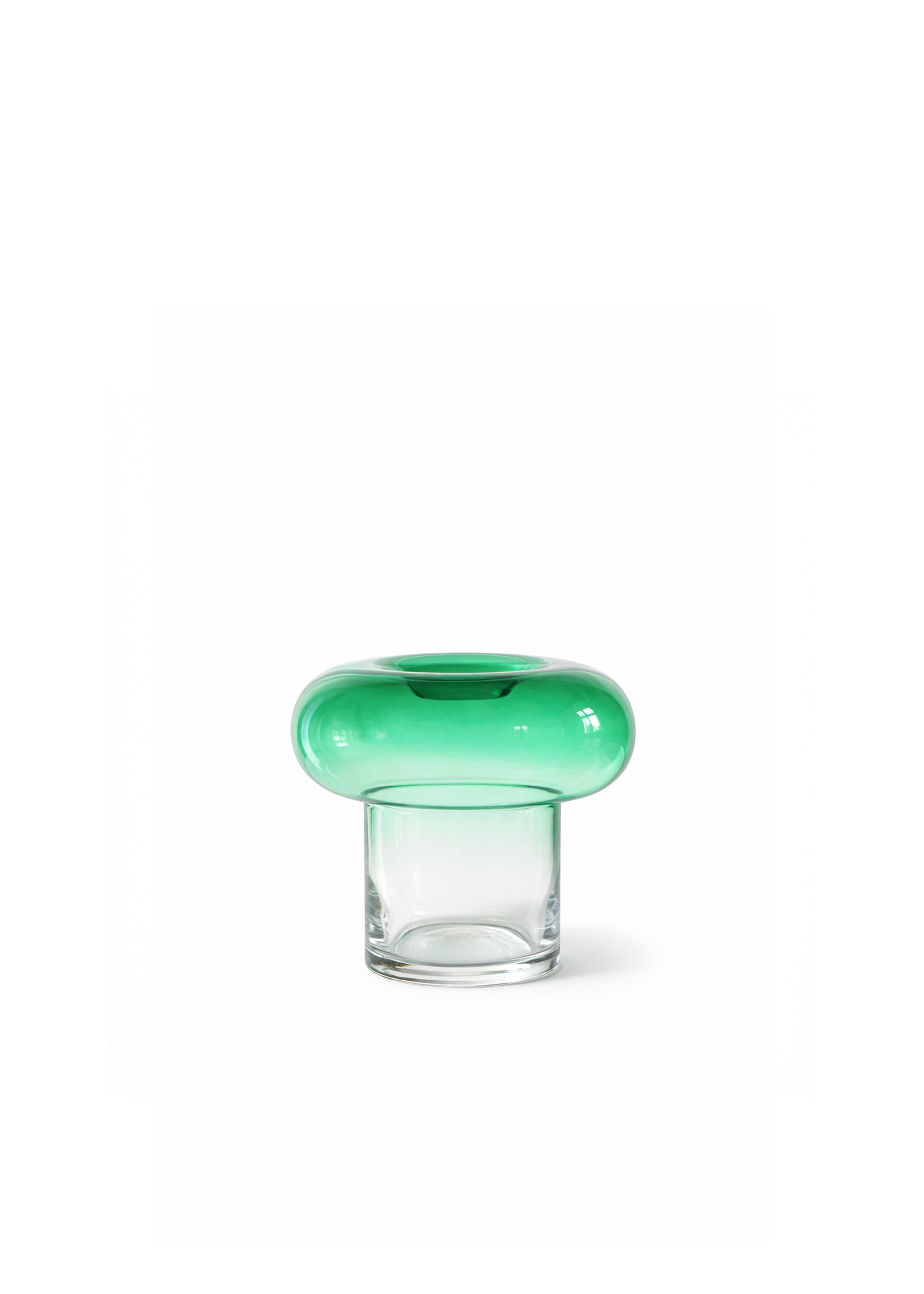 Ombre green glass vase with flowers