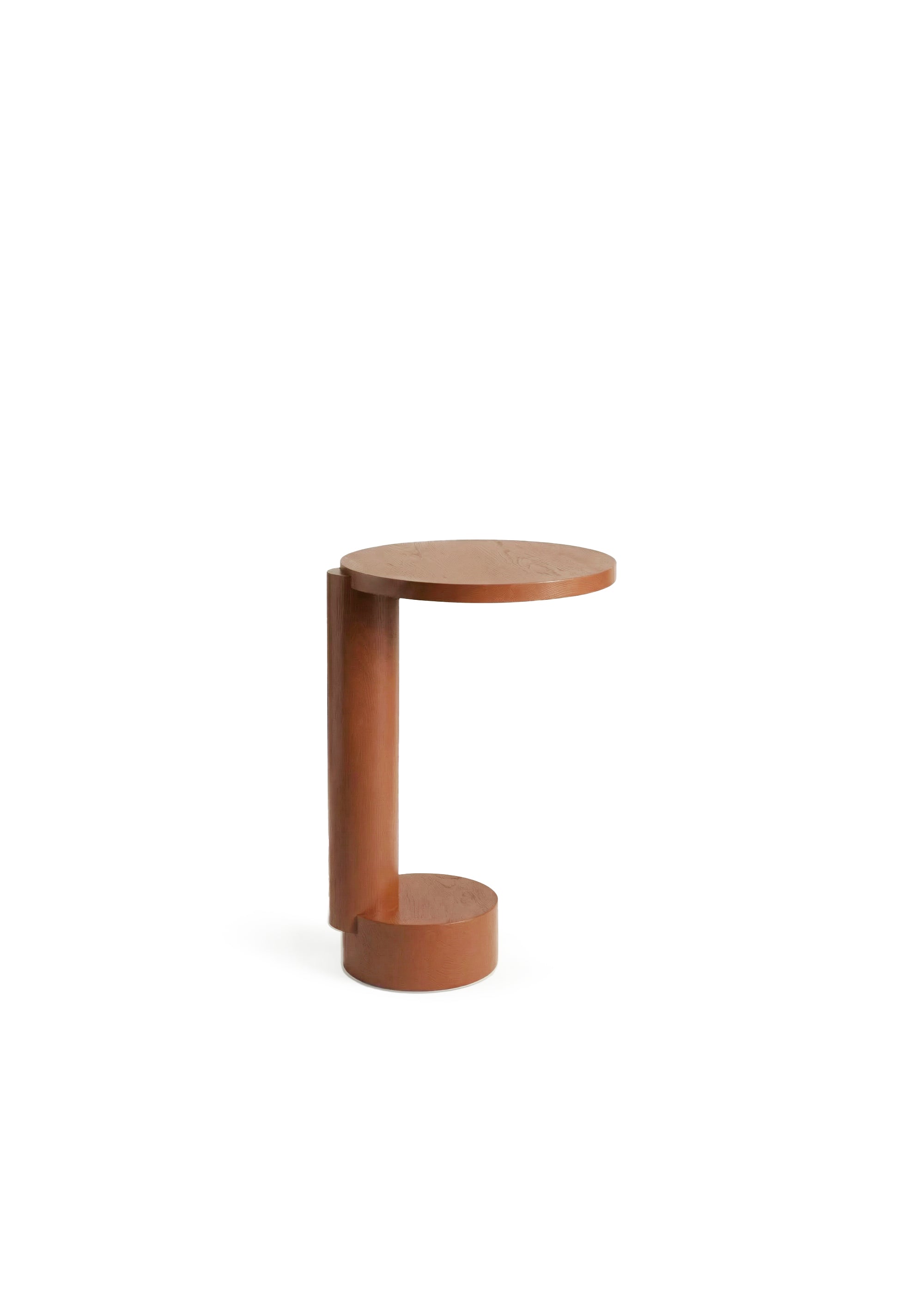 Red side table with architectural form